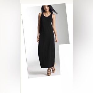 J JILL Maxi Dress Black Sleeveless Size Medium Petite Jumper Pima Cotton Spandex